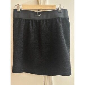 Stooshy Black Metallic Thread Accent Elastic Waistband Skirt